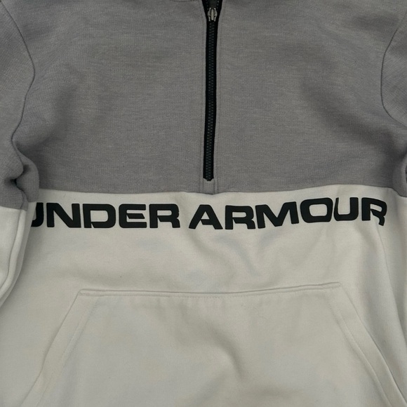 Under Armour Youth 1/4 Zip Hoodie White Grey Size Large - Picture 2 of 3